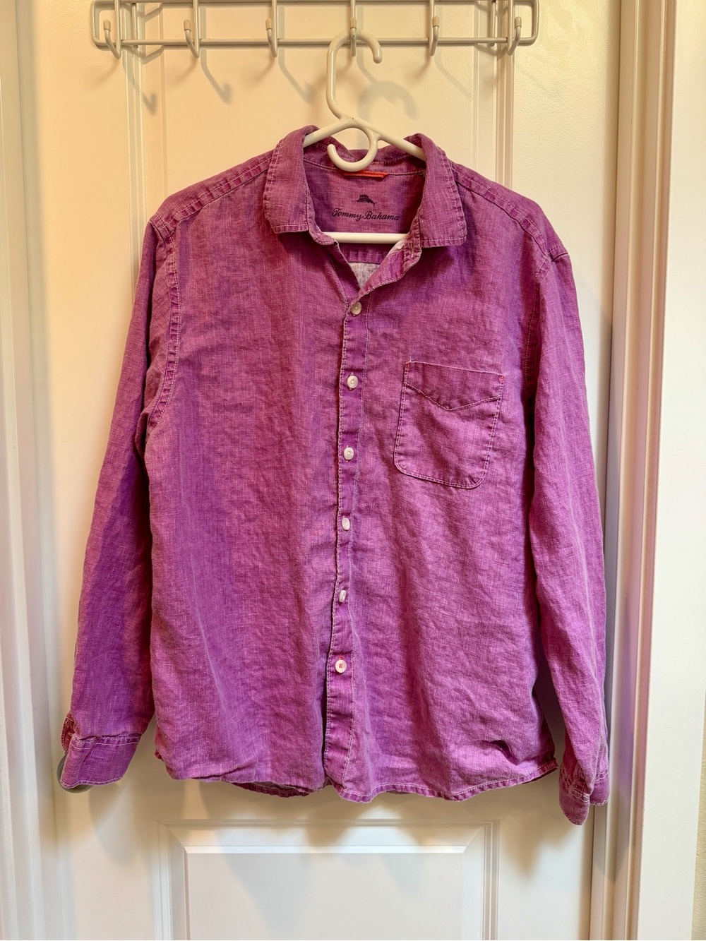 Tommy Bahama Men's Large Purple Paradise Breezer 100% Linen Long Sleeve Shirt